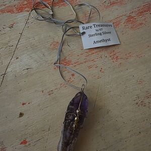 Amethyst Pendant Necklace with Silver Chain 28 Inches